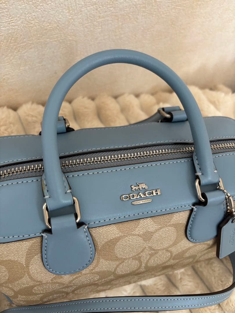 ケ*ー様 Coach ショルダーバッグ ベージュ/ライトブルー