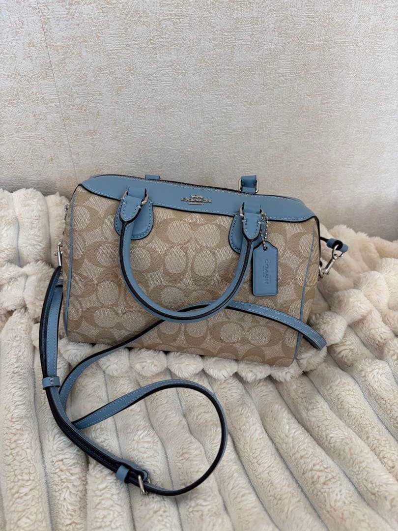 ケ*ー様 Coach ショルダーバッグ ベージュ/ライトブルー