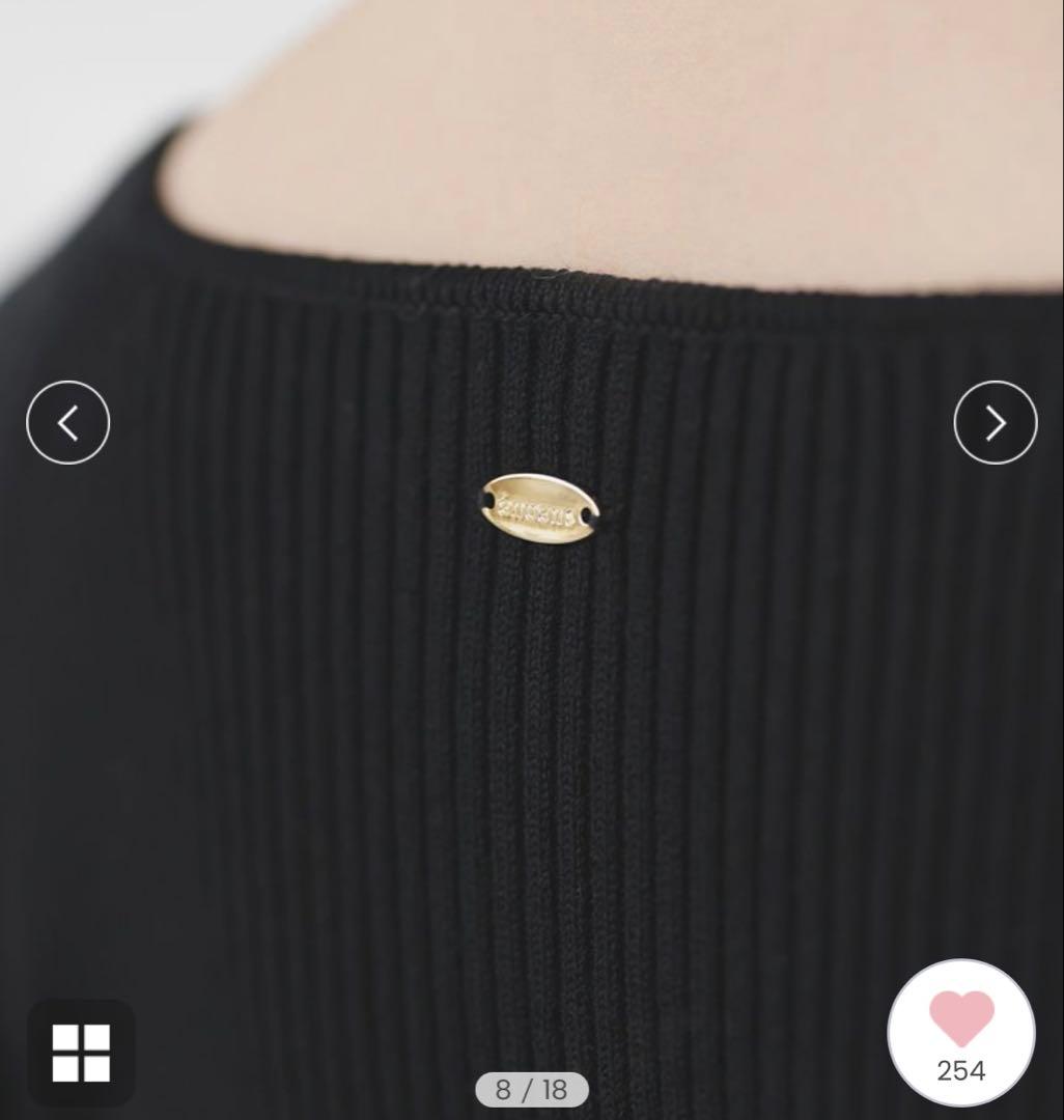 anuans アニュアンス　カシミアブレンド　デコルテ　リブニットプルオーバー