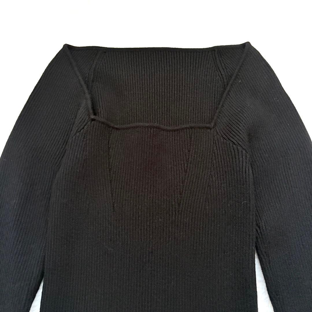 anuans アニュアンス　カシミアブレンド　デコルテ　リブニットプルオーバー