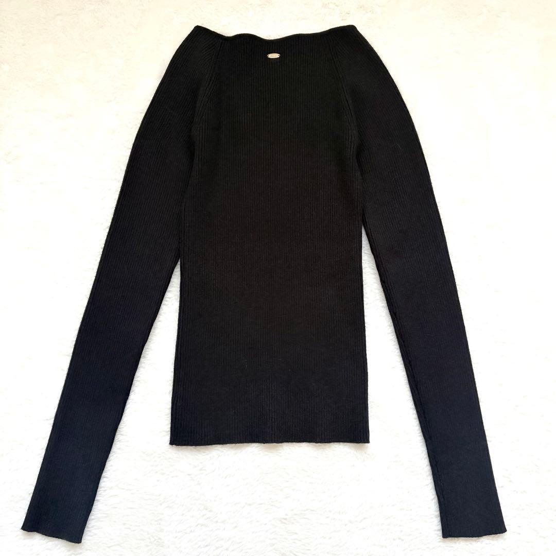 anuans アニュアンス　カシミアブレンド　デコルテ　リブニットプルオーバー