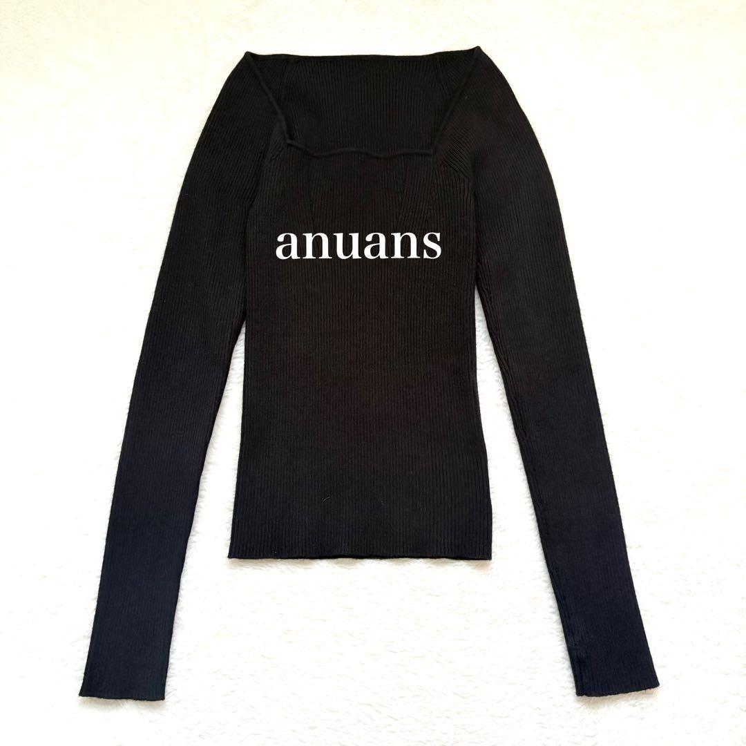 anuans アニュアンス　カシミアブレンド　デコルテ　リブニットプルオーバー