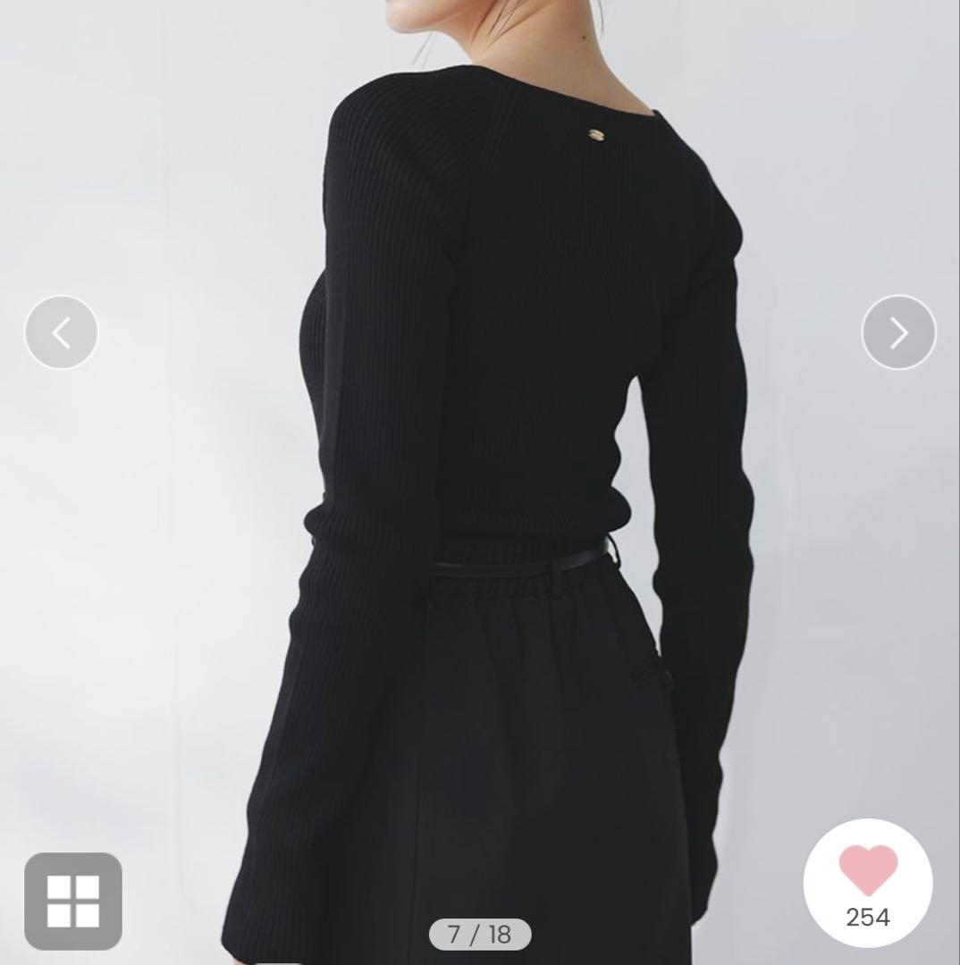 anuans アニュアンス　カシミアブレンド　デコルテ　リブニットプルオーバー