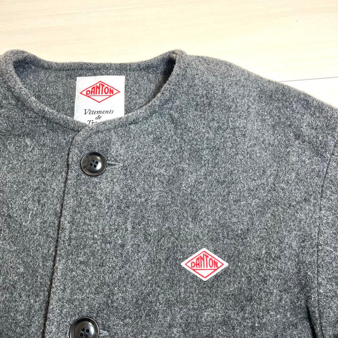 美品 DANTON ダントン ウールライトパイル ノーカラージャケット