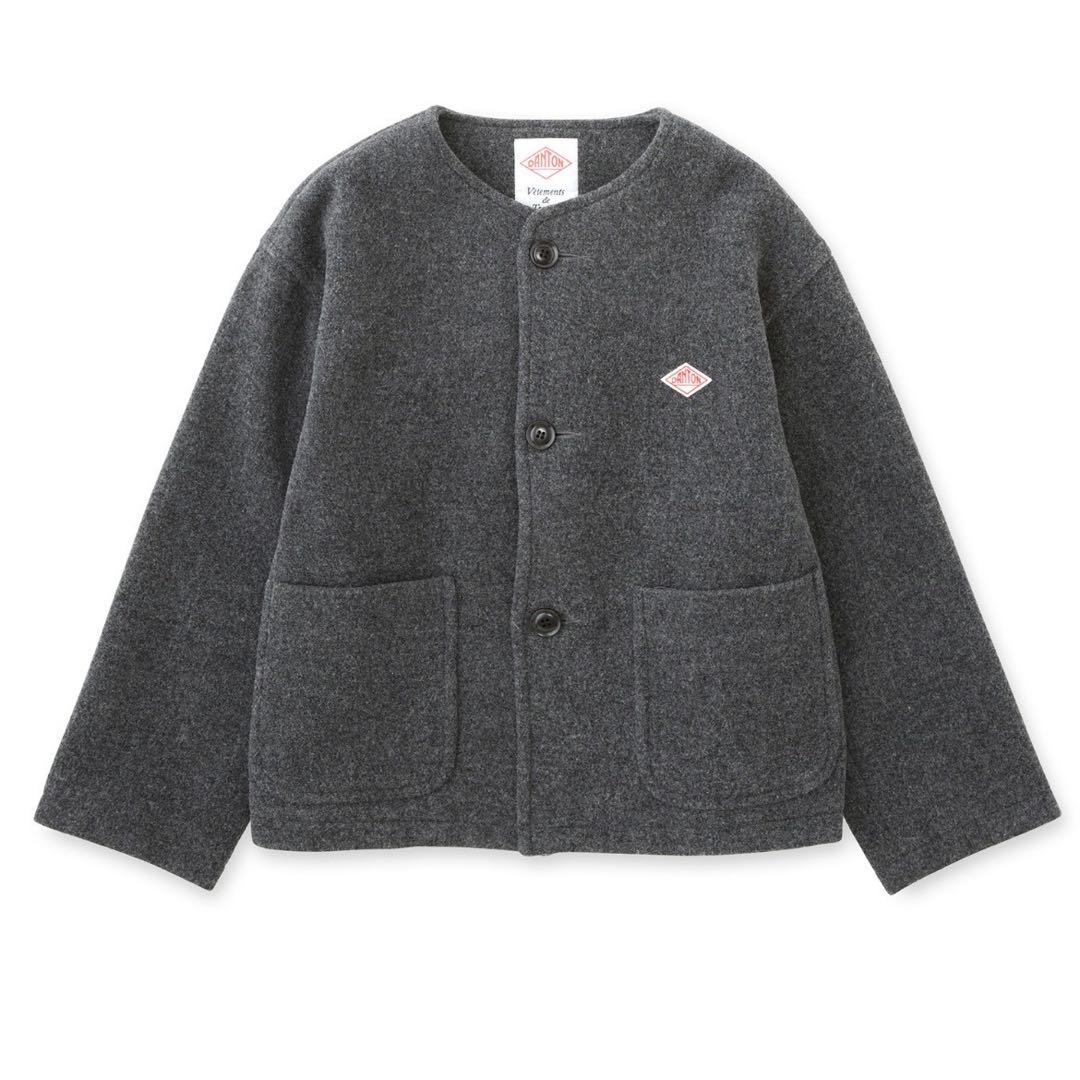 美品 DANTON ダントン ウールライトパイル ノーカラージャケット