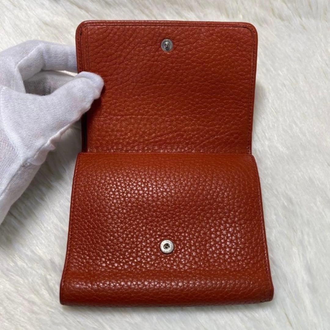 早い者勝ち　美品　PRADA プラダ　財布　ウォレット　三つ折り　橙　革　希少