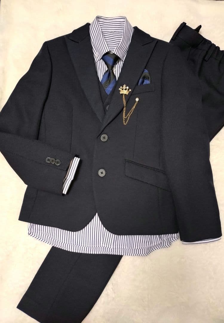 ワンダーファクトリー 140 男子 フォーマルスーツ　7点セット　ネイビー