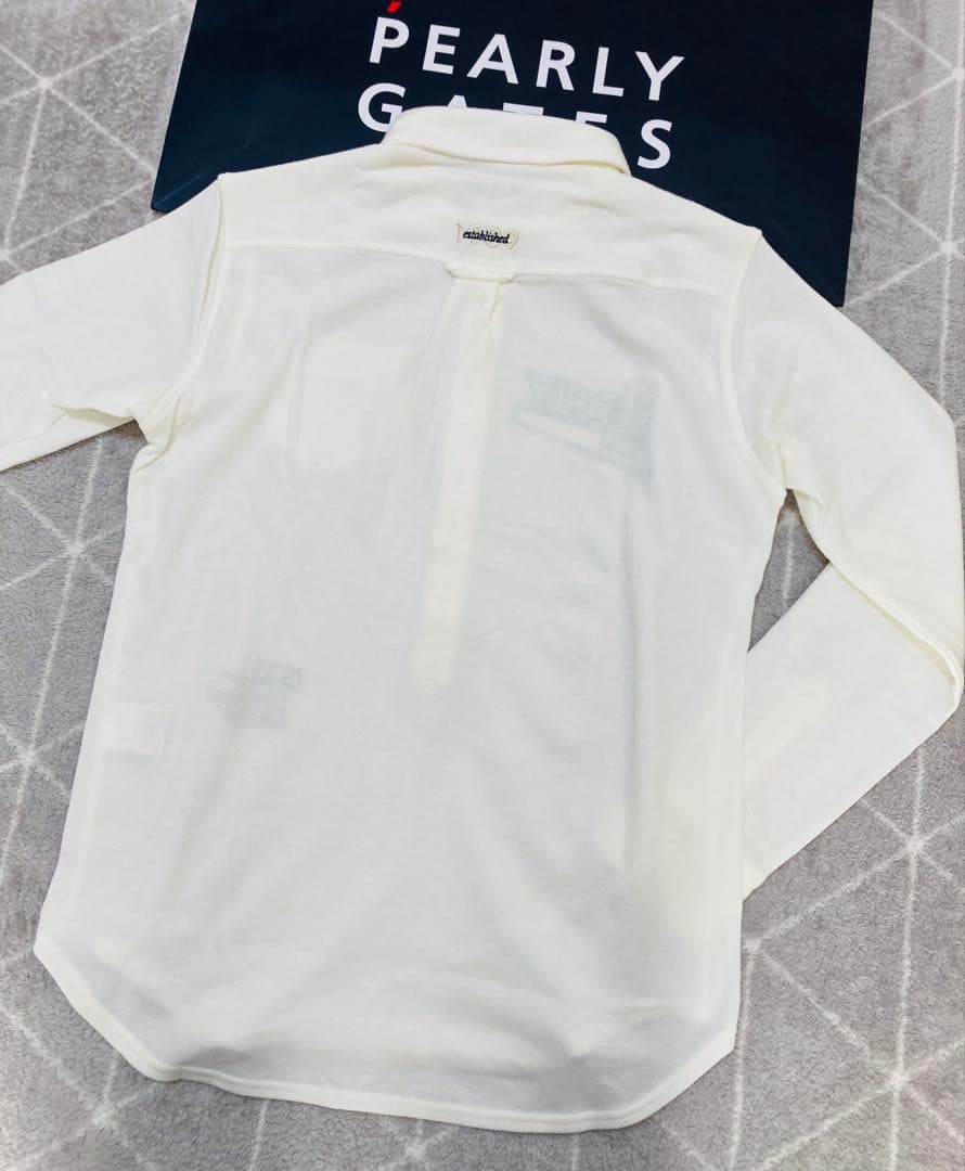 新品 パーリーゲイツ ストレッチカノコスムースピーチ 長袖ポロシャツ(4)M/白