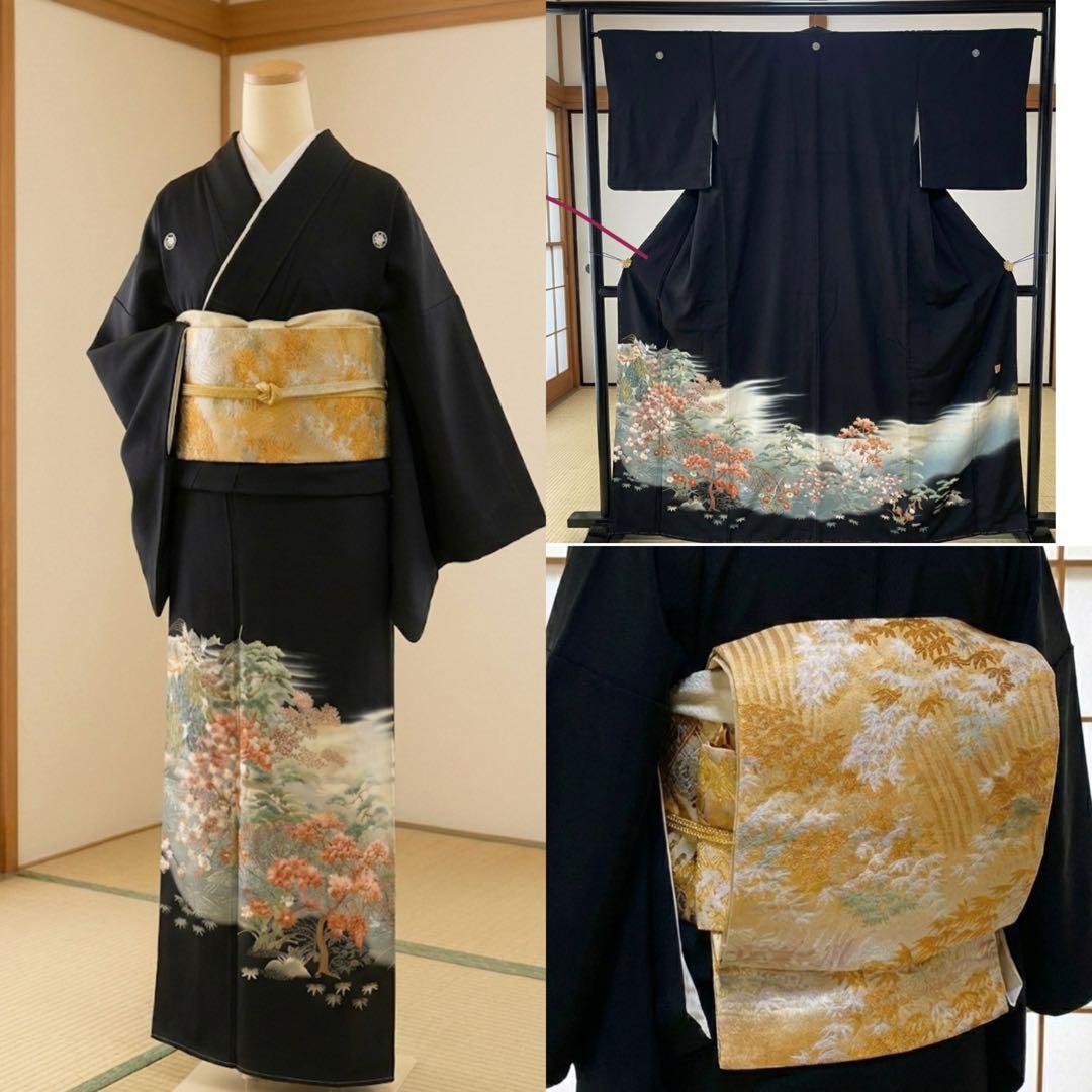 極美品　黒留袖　袋帯　￼ 4点フルセット　結婚式　比翼仕立て　礼服　作家物