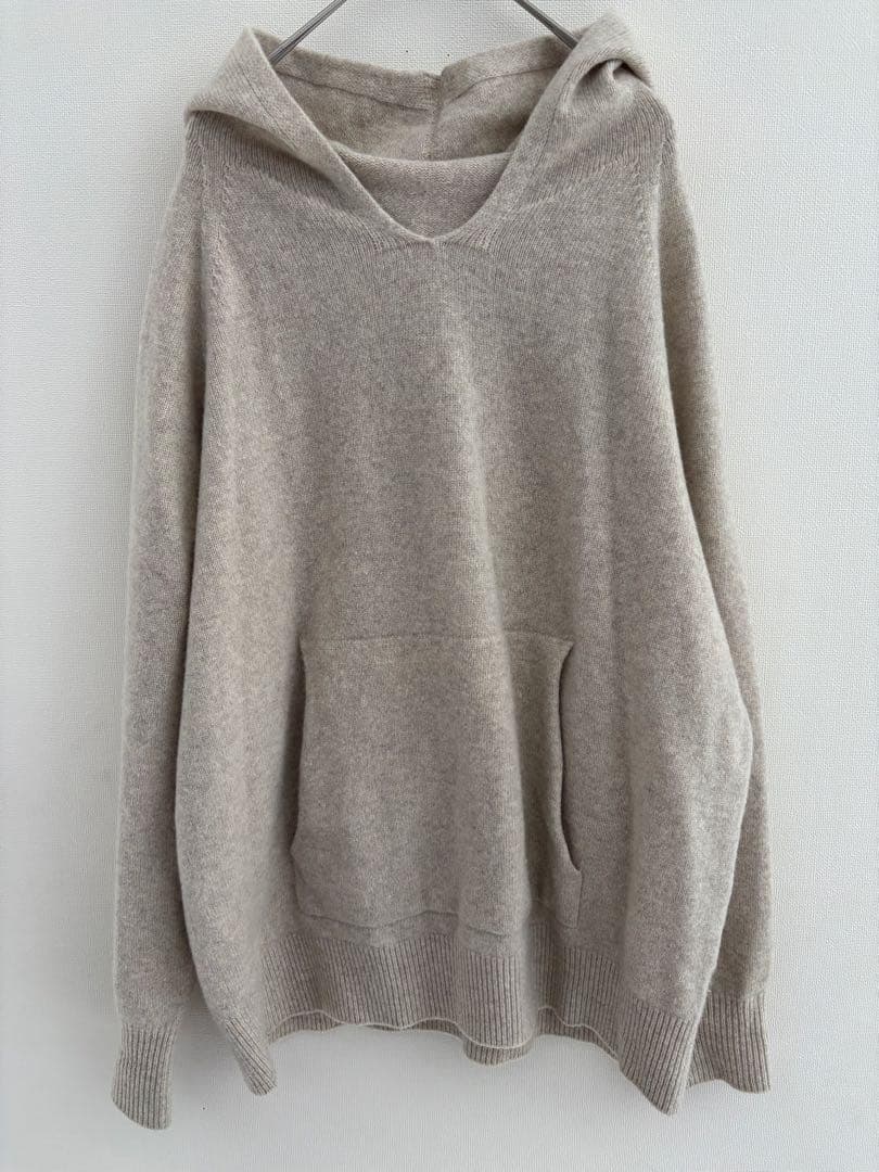 美品 フレームワーク 圧縮ウールフードプルオーバー カシミヤ ニット