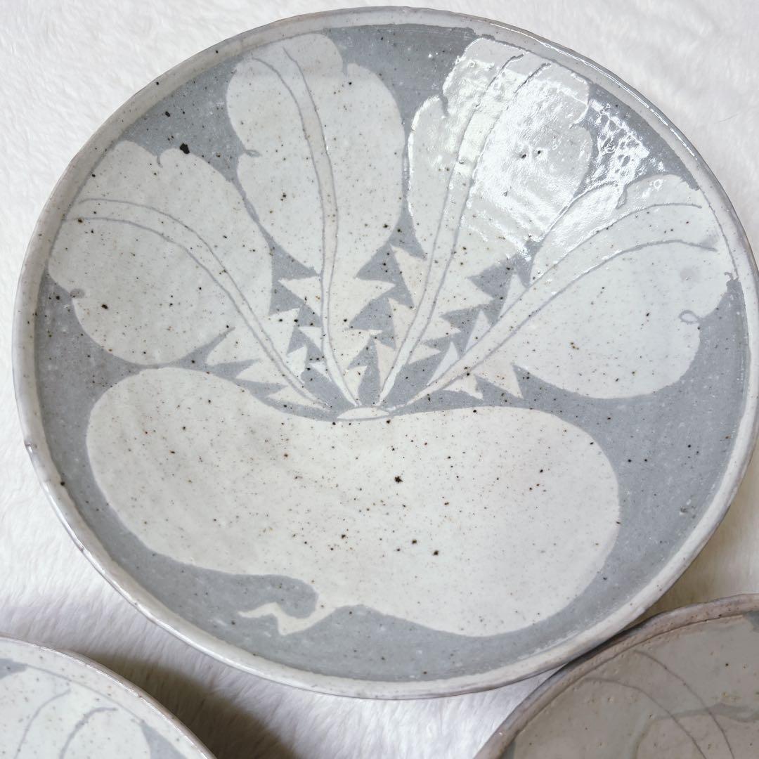 備前焼き　陶工房 斿　掻き落とし皿　かぶら文　伝統工芸品　24〜25cm 3枚