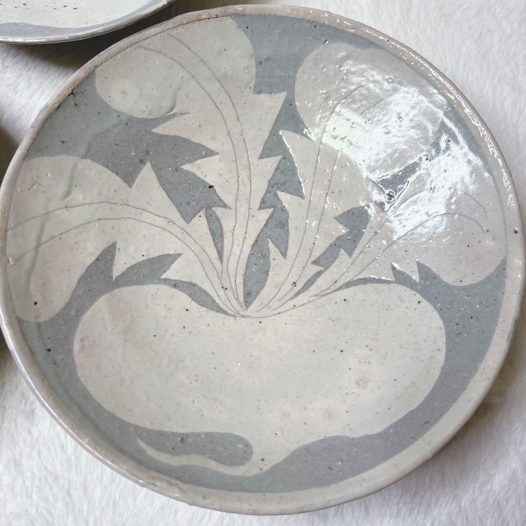 備前焼き　陶工房 斿　掻き落とし皿　かぶら文　伝統工芸品　24〜25cm 3枚