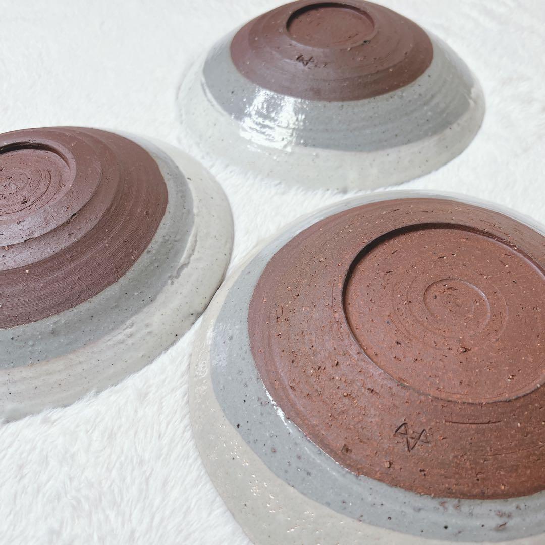 備前焼き　陶工房 斿　掻き落とし皿　かぶら文　伝統工芸品　24〜25cm 3枚