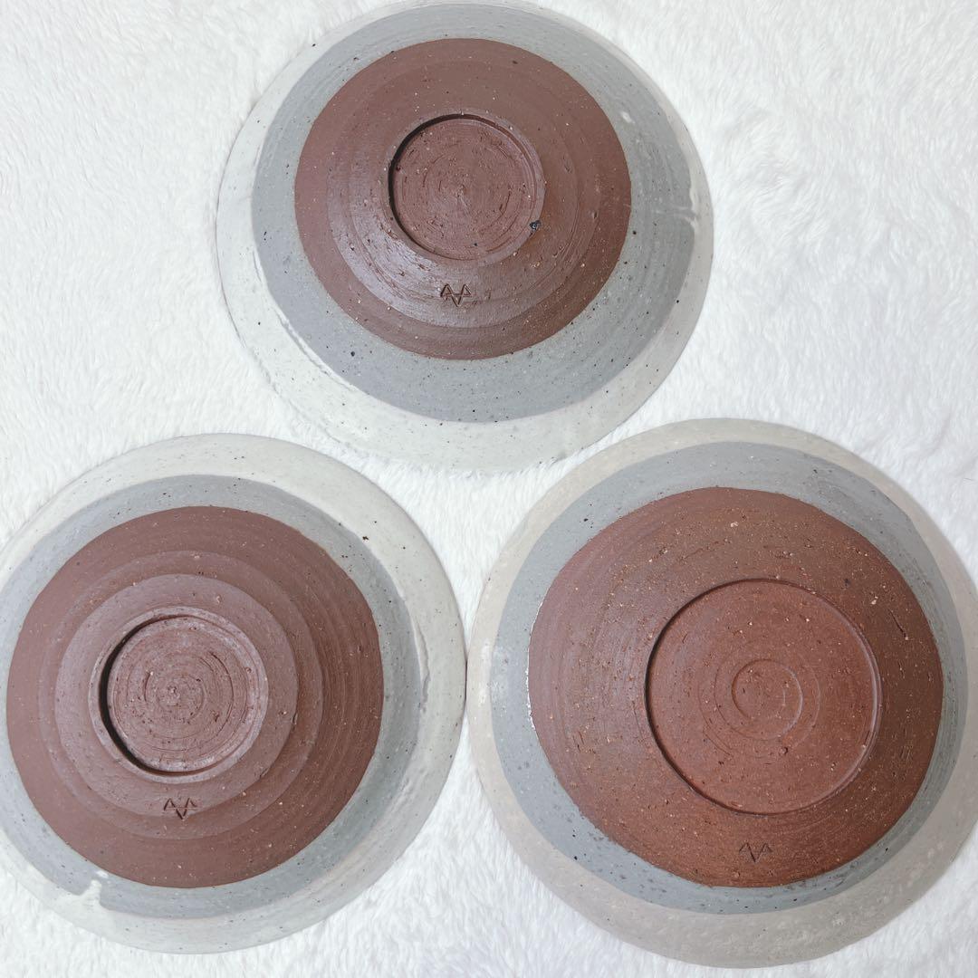 備前焼き　陶工房 斿　掻き落とし皿　かぶら文　伝統工芸品　24〜25cm 3枚