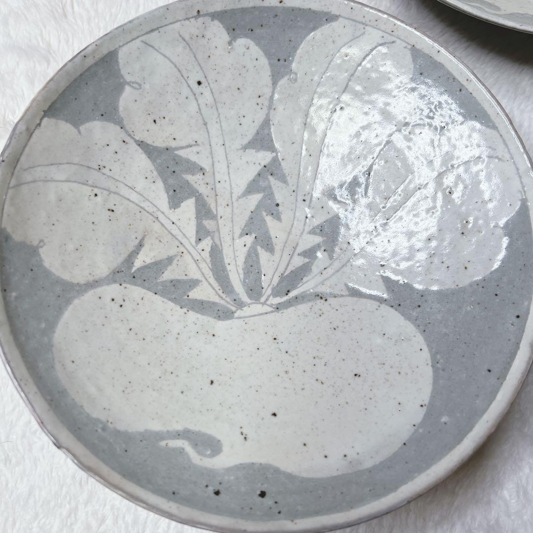 備前焼き　陶工房 斿　掻き落とし皿　かぶら文　伝統工芸品　24〜25cm 3枚
