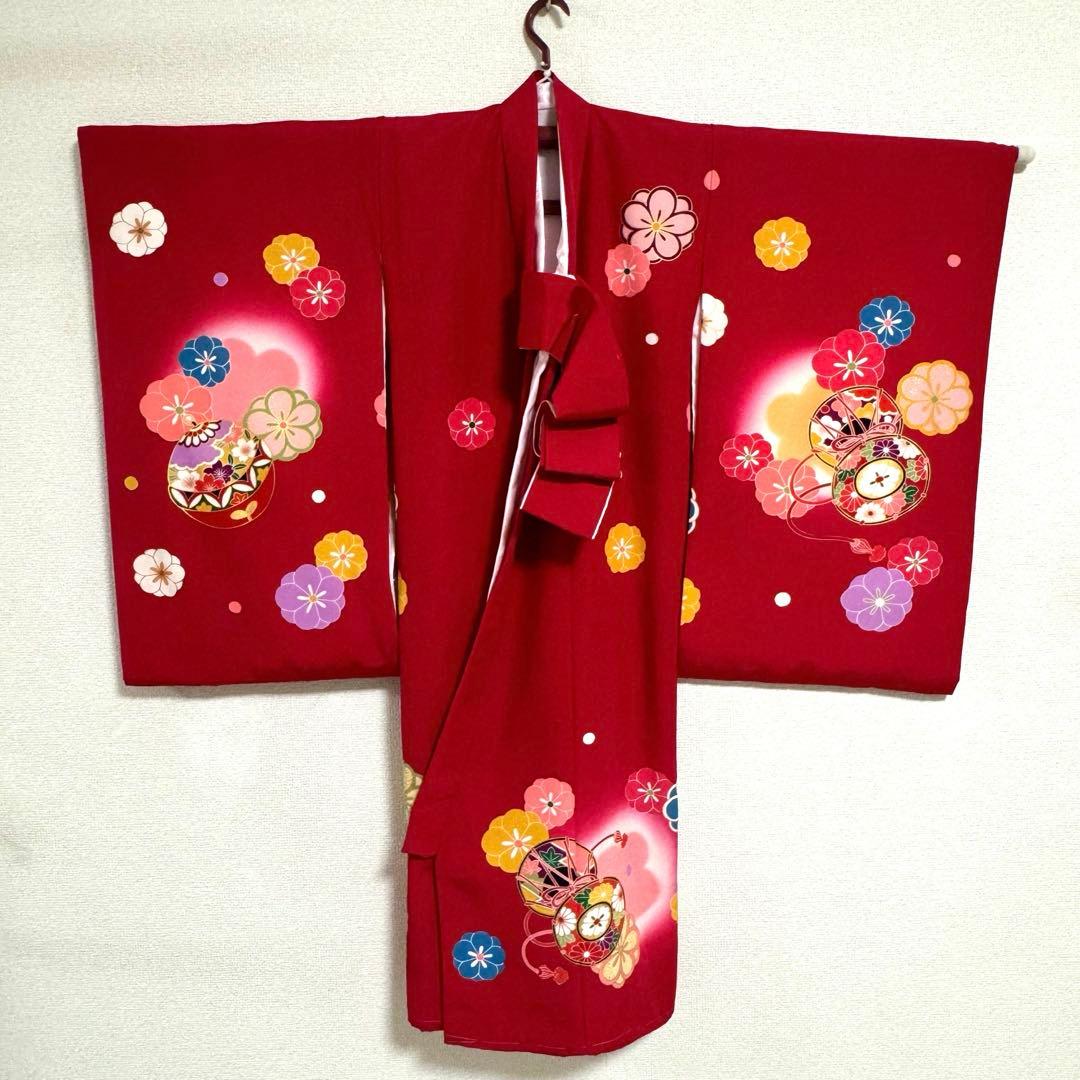 【未使用】お宮参り　女の子　赤　着物セット