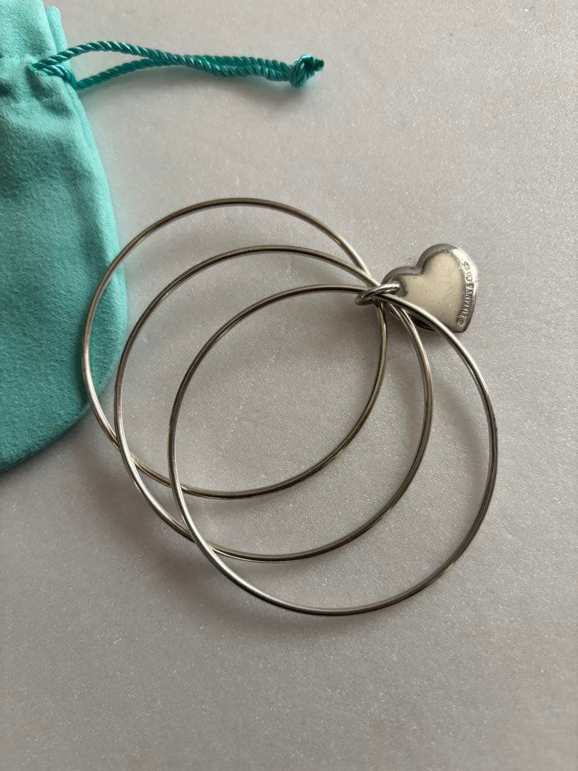 希少　ティファニー　3連ブレスレット　バングル　ハート　シルバー　vintage