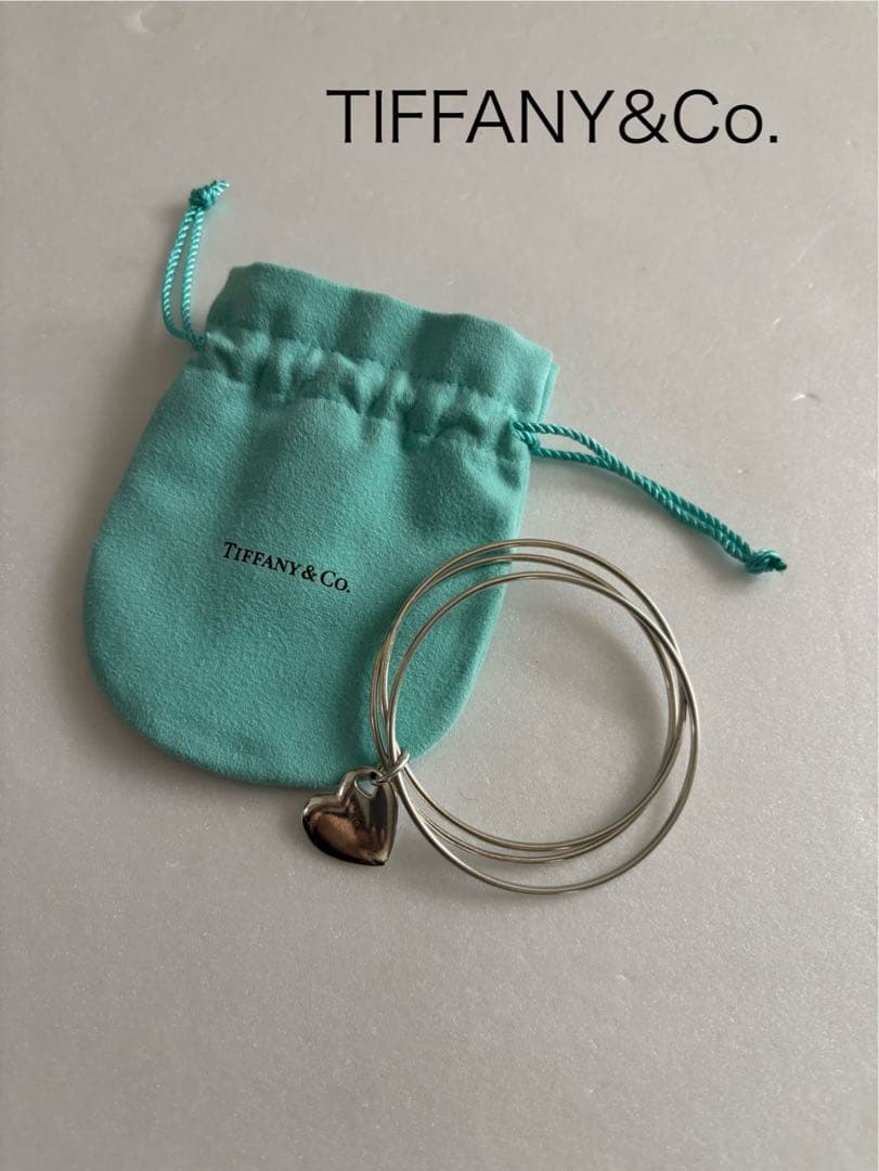 希少　ティファニー　3連ブレスレット　バングル　ハート　シルバー　vintage