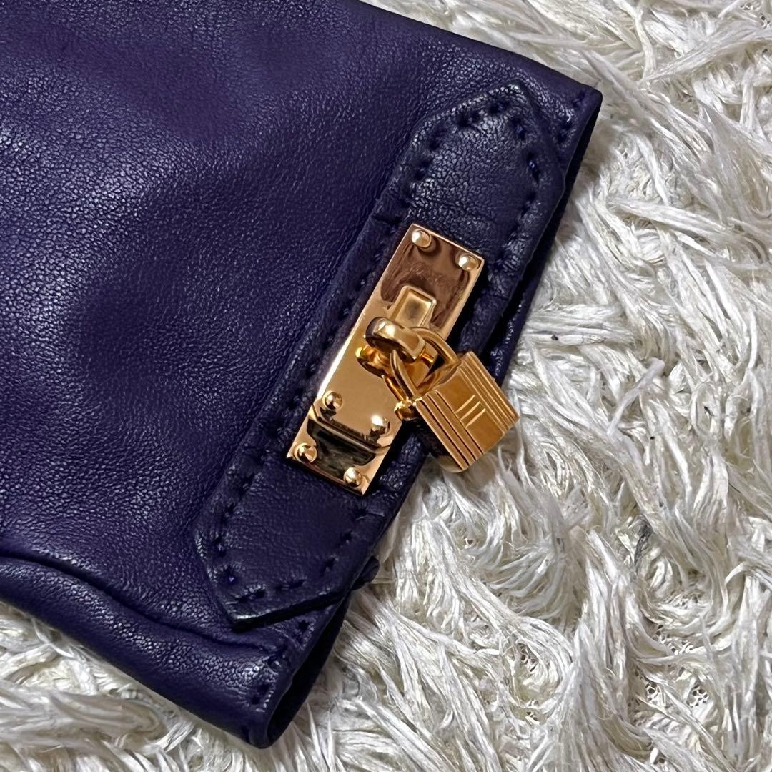 ☆美品☆エルメス　レザーグローブ　ケリー　羊革　パープル　6 1/2