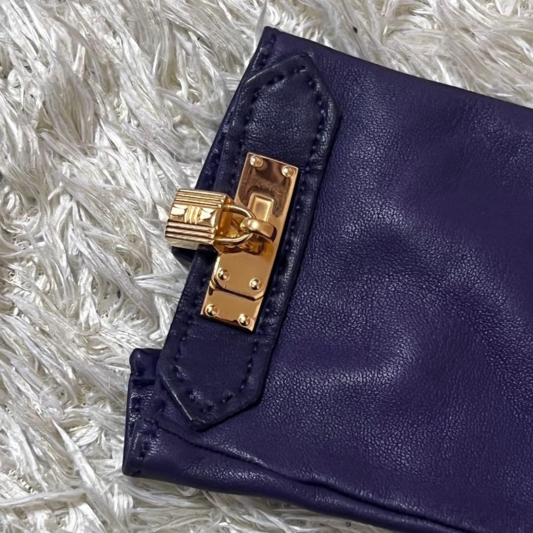 ☆美品☆エルメス　レザーグローブ　ケリー　羊革　パープル　6 1/2