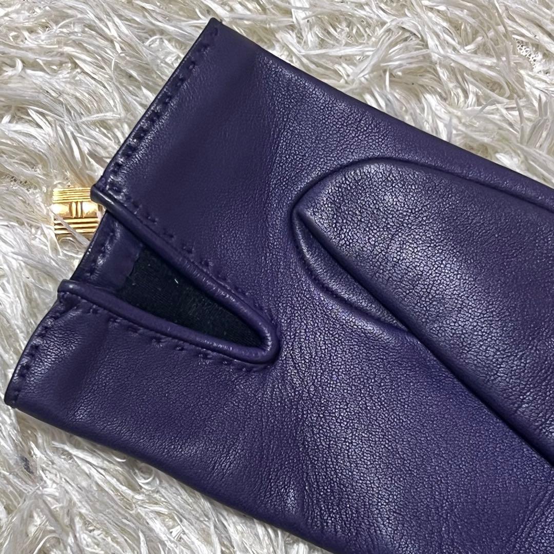 ☆美品☆エルメス　レザーグローブ　ケリー　羊革　パープル　6 1/2