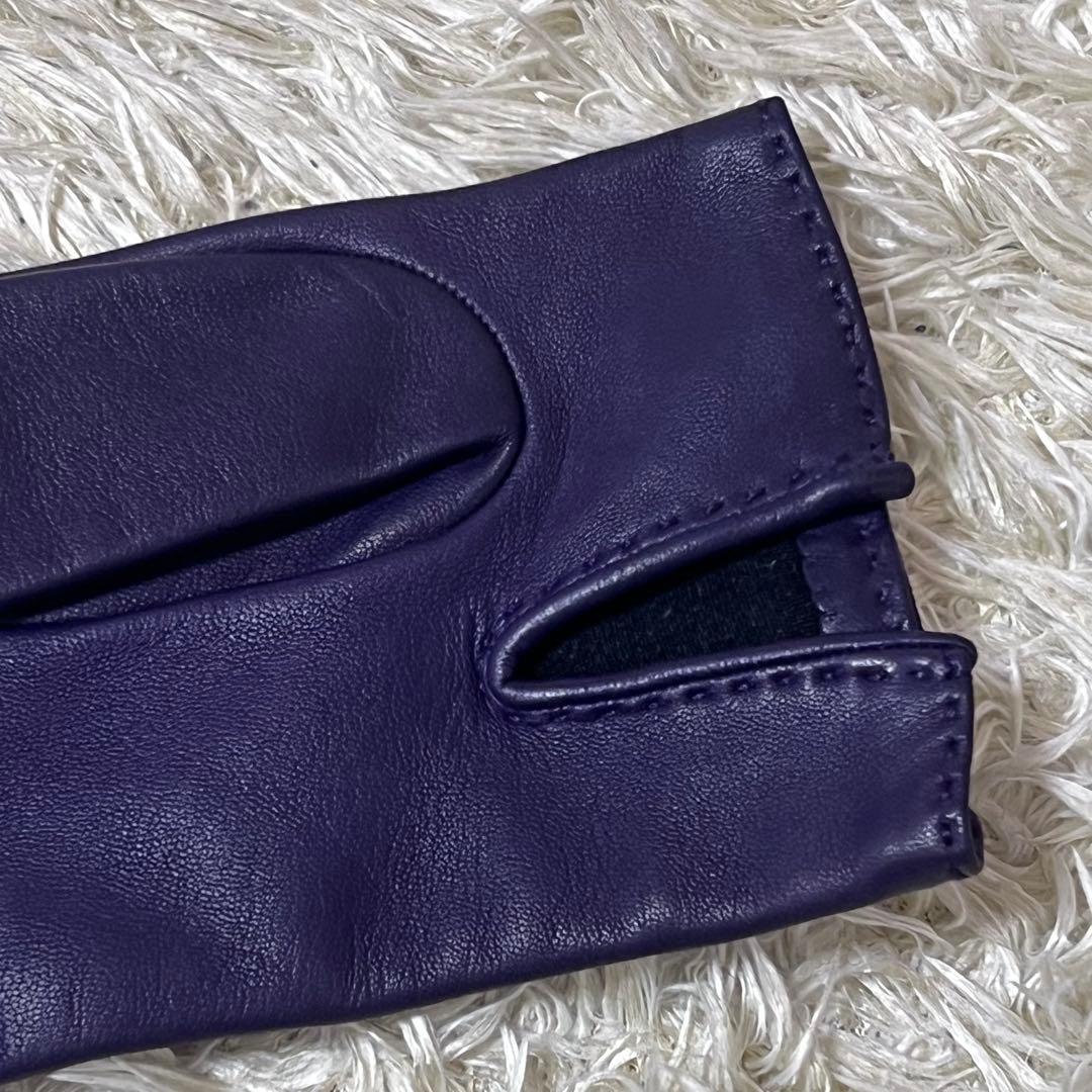 ☆美品☆エルメス　レザーグローブ　ケリー　羊革　パープル　6 1/2