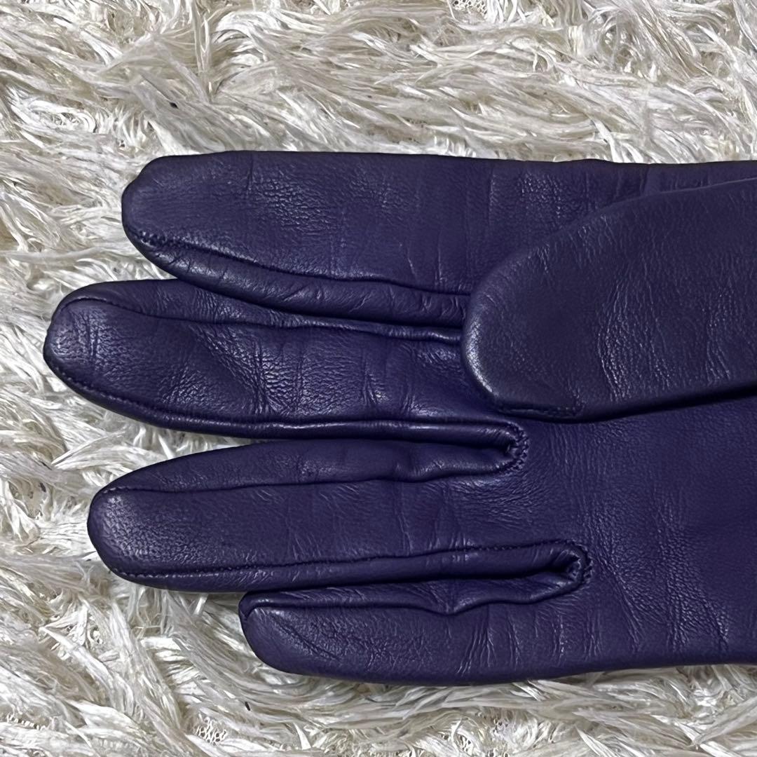 ☆美品☆エルメス　レザーグローブ　ケリー　羊革　パープル　6 1/2