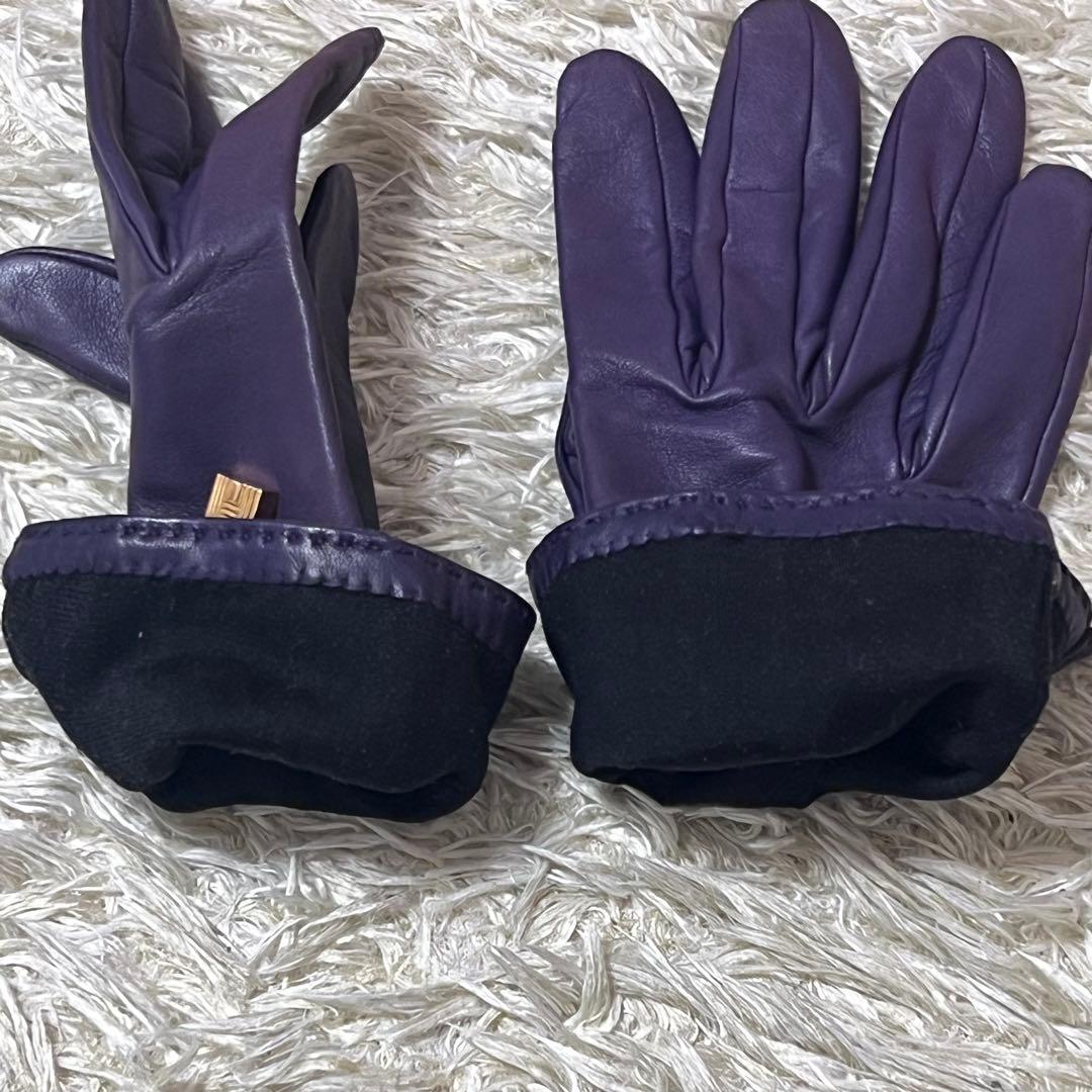 ☆美品☆エルメス　レザーグローブ　ケリー　羊革　パープル　6 1/2