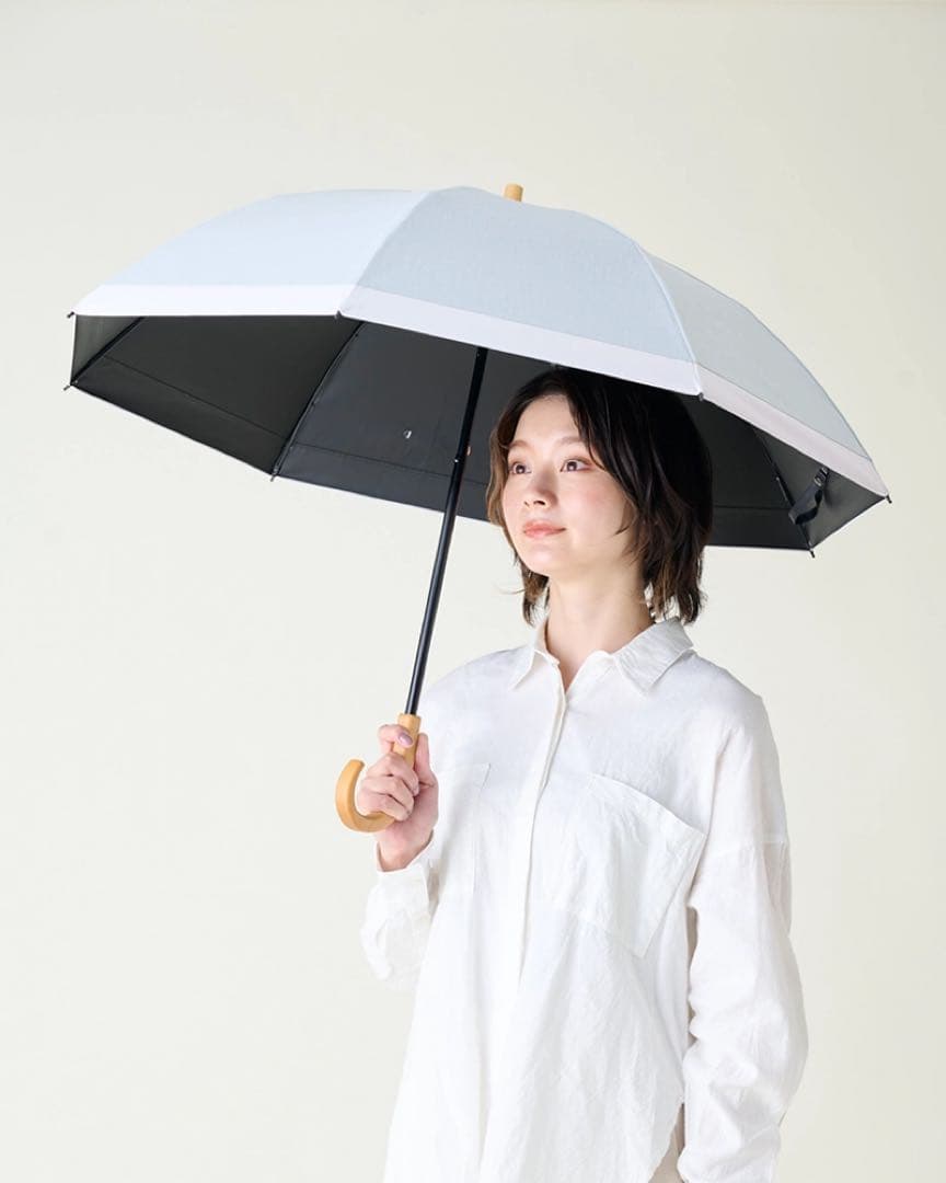 【完売品】サンバリア100 折りたたみ日傘 ２段折 コンビmoku 青 美品