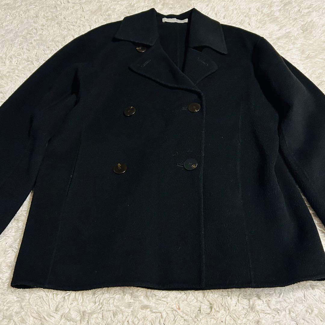 【美品】21AW セオリー カシミヤブレンド ピーコート ダブルフェイス 黒