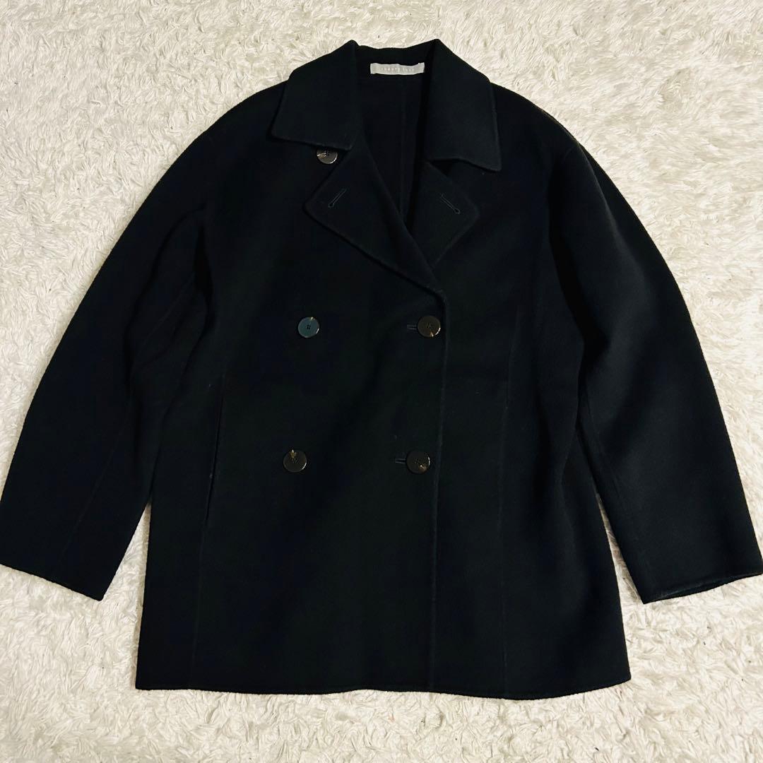【美品】21AW セオリー カシミヤブレンド ピーコート ダブルフェイス 黒