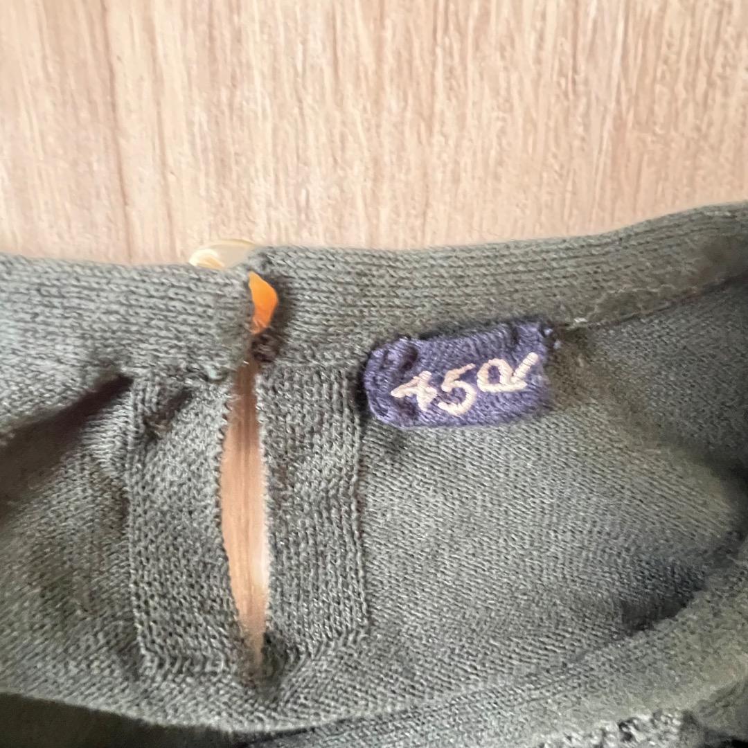 【美品】45R レースdeニットソーTシャツ グリーン レース フリル