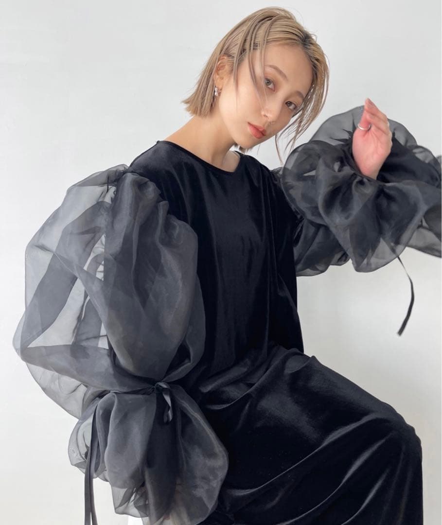 人気完売✨SANSeLF サンセルフ シースルーボリュームパフドレス ゆったり