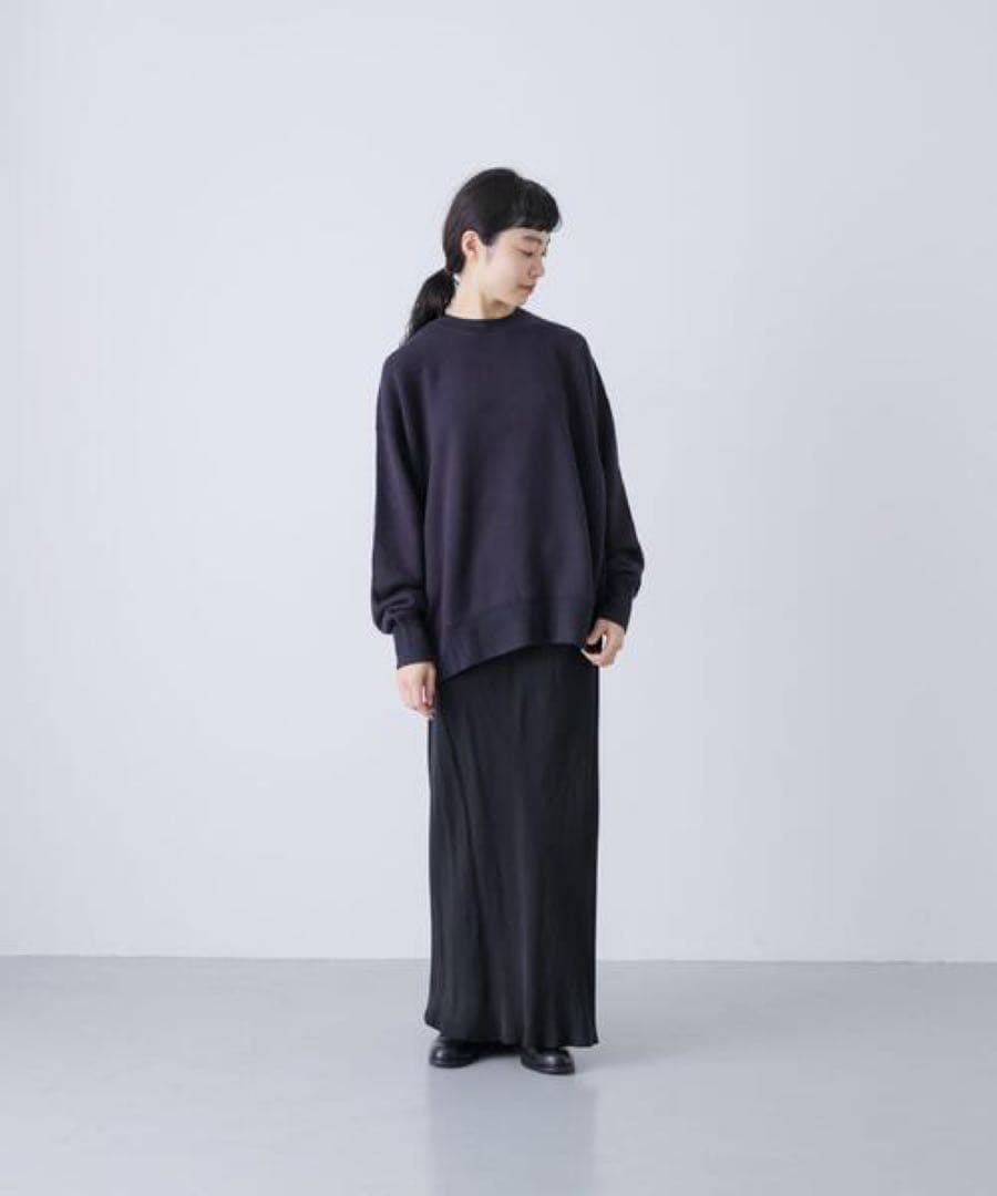 かぐれ コットンリヨセルスウェットプルオーバー　ネイビー
