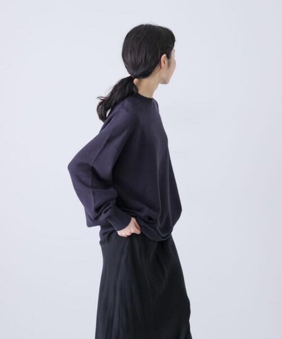 かぐれ コットンリヨセルスウェットプルオーバー　ネイビー