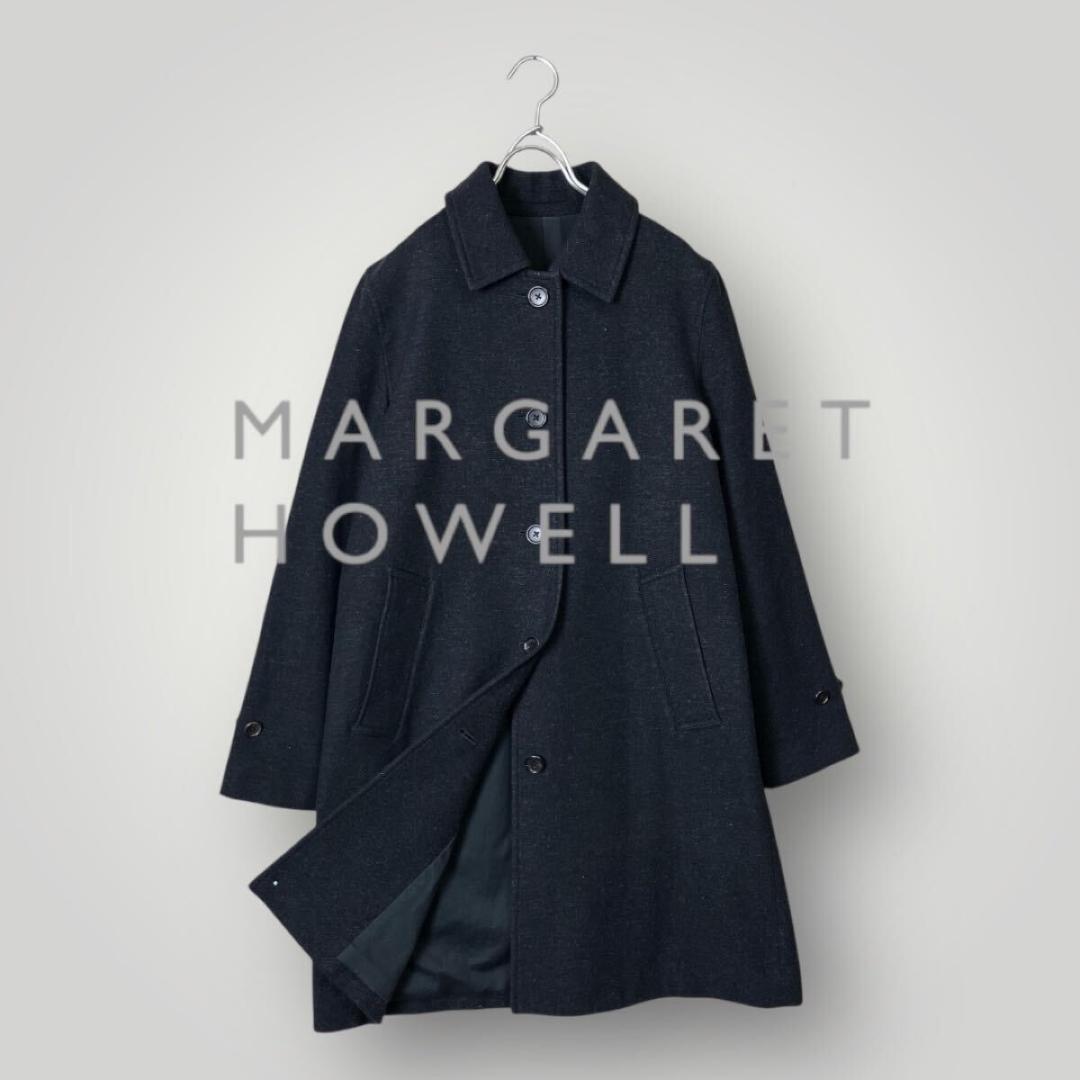 [美品] マーガレットハウエル ステンカラーコート ウール ロングコート