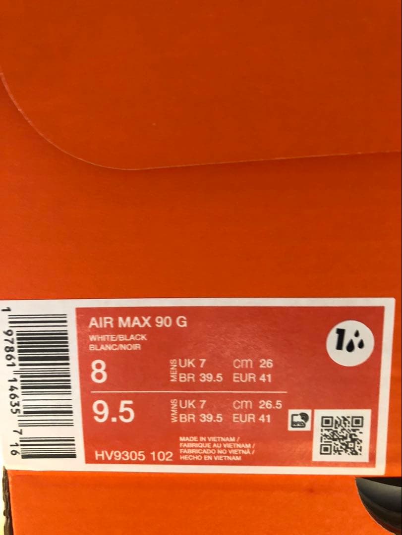 新品 26cm ナイキ エアマックス 90 G ゴルフシューズ 黒タグ 白