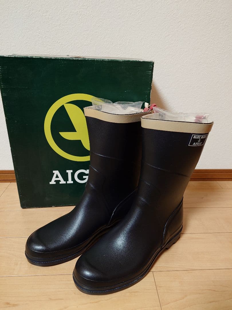 AIGLE BLUE BLUE 長靴 レインブーツ　ダークネイビー タグ付き
