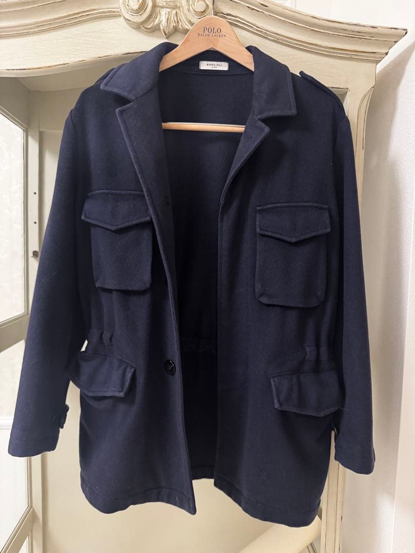 【定価10万超】BOGLIOLI ボリオリ ウール サファリジャケット 紺 44