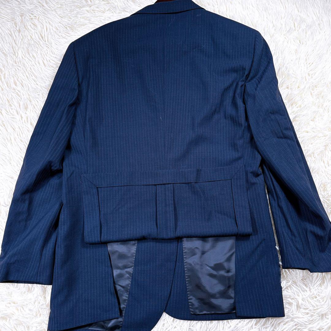 【AB6⭐️美品】リーガル　3ピーススーツセットアップ ストライプ　式　紺