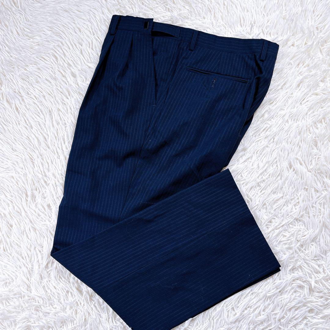 【AB6⭐️美品】リーガル　3ピーススーツセットアップ ストライプ　式　紺