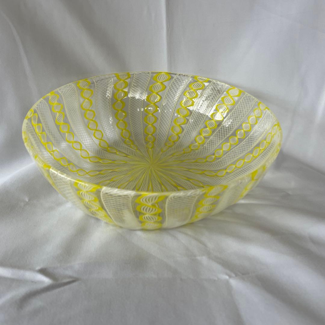 ヴェネチアングラス サラダボール ホワイト&イエロー
