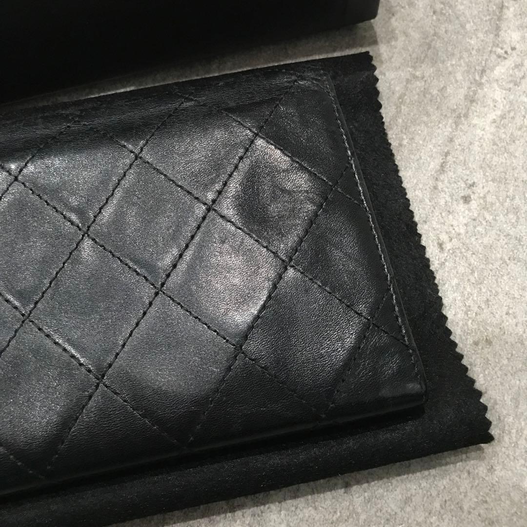 CHANEL カンボンライン 折り財布 ブラック ピンク シャネル ウォレット
