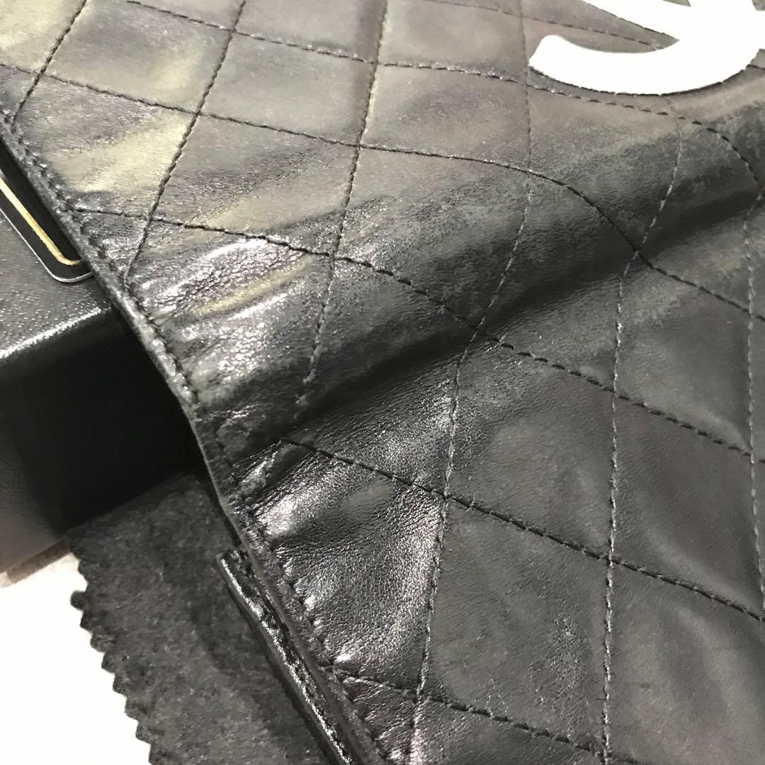 CHANEL カンボンライン 折り財布 ブラック ピンク シャネル ウォレット