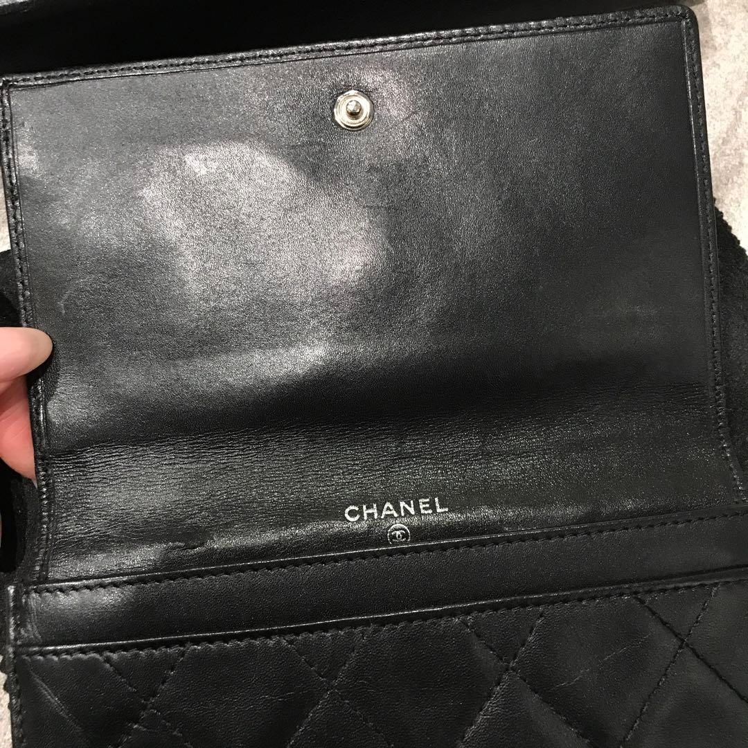 CHANEL カンボンライン 折り財布 ブラック ピンク シャネル ウォレット