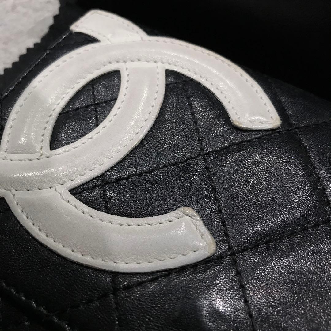 CHANEL カンボンライン 折り財布 ブラック ピンク シャネル ウォレット