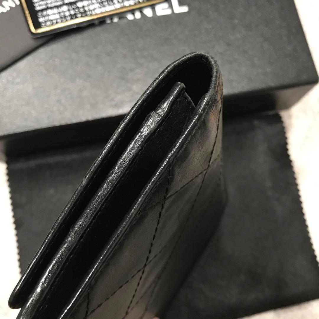 CHANEL カンボンライン 折り財布 ブラック ピンク シャネル ウォレット