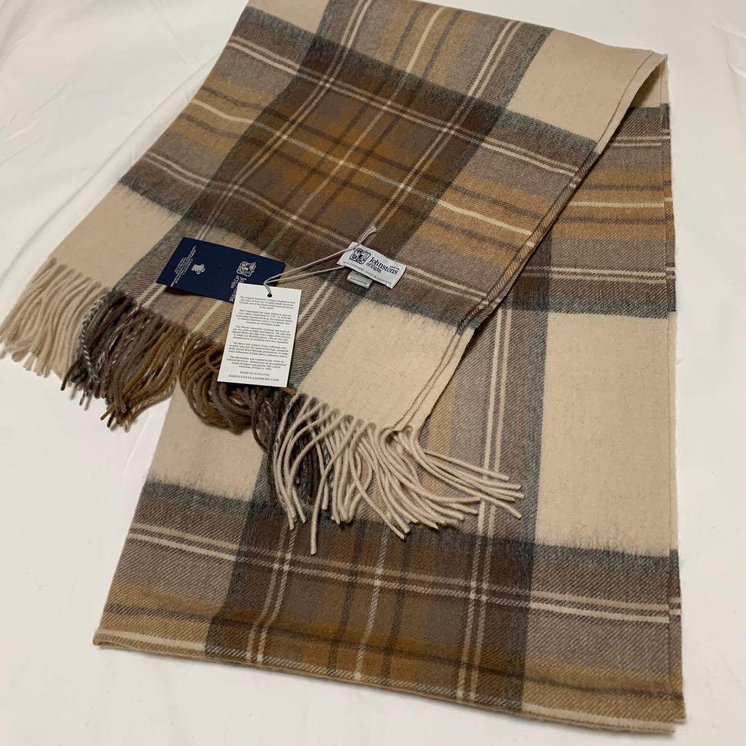 ジョンストンズ カシミア 大判ストール マフラー ナチュラルスチュワート