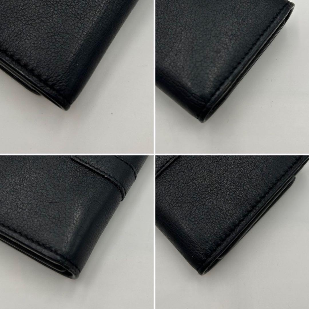 【美品】サンローラン　キーケース　6連　カサンドラ　ロゴ　レザー　ブラック