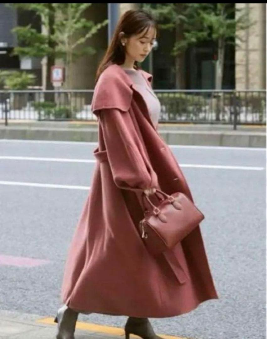 お値下げ中♥️SNIDEL ビッグカラーリバーウールコート ピンク 0サイズ